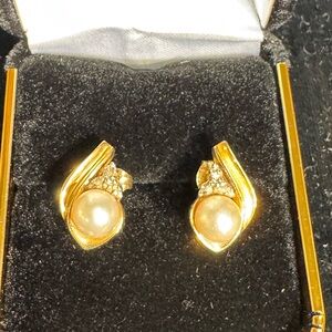 14 Kt Pearl and Diamond Earrings